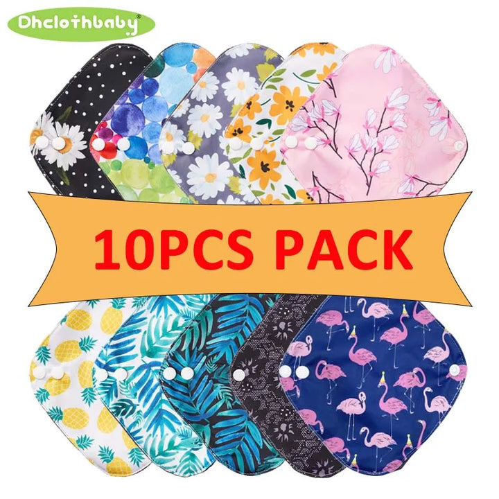 10PCS Bamboo Charcoal Reusable Panty Liners - Small Size, Washable Sanitary Pads