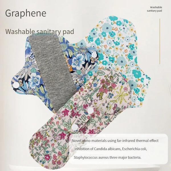 Graphene-Infused Reusable Menstrual Pads - Eco-Friendly Cotton & Fleece, 18x18cm
